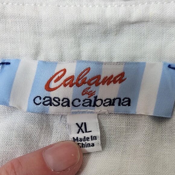 Cabana by CasaCabana white linen blend button-up swimsuit coverup NWOT  size XL - Picture 5 of 9